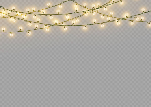 Christmas lights Christmas lights isolated on transparent background. Xmas glowing garland. Vector illustration christmas lights stock illustrations