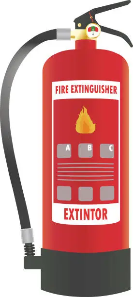 Vector illustration of red fire extinguisher to put out fire manually