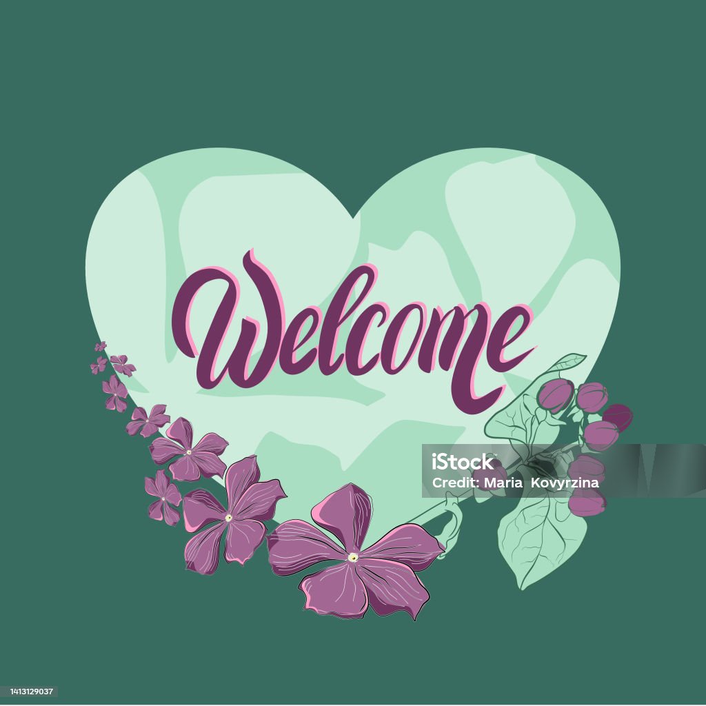 Welcome Letter Frame Welcome Vector Frame With Flowers Stock Illustration - Download Image ...