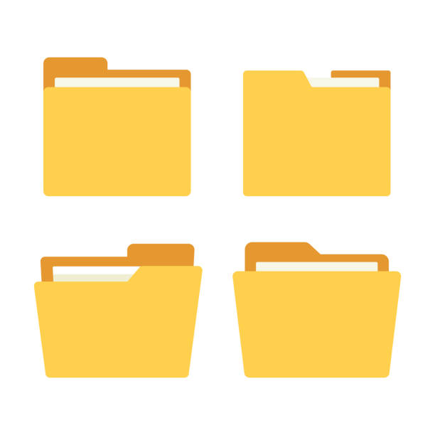 Set of yellow folders isolated on a white background. Vector illustration. Set of yellow folders isolated on a white background. Vector illustration. file folder stock illustrations