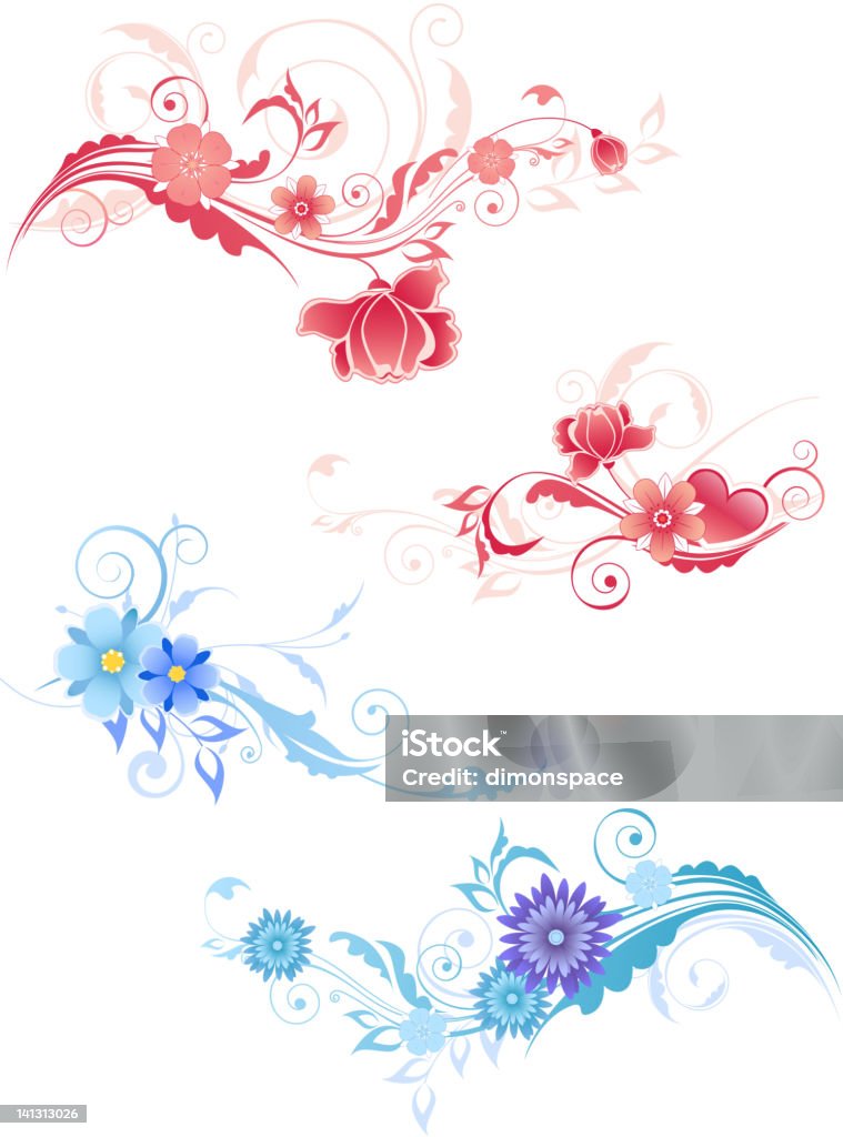 Decorativa flores - arte vectorial de Azul libre de derechos