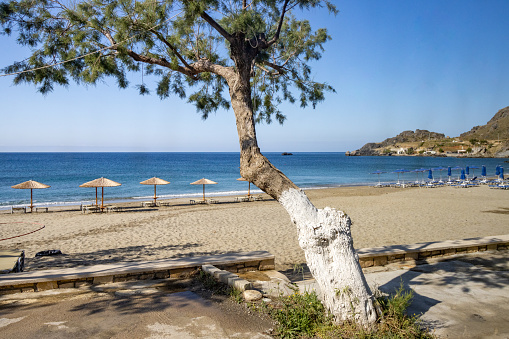 Dionyssos (also Dionysos) Beach in Region of Rethymno on Crete, Greece