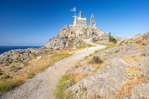 Church of Agios Paisios near Damnoni Beach in Rethymno Region on Crete, Greece