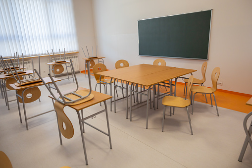 Empty classroom during pandemic
