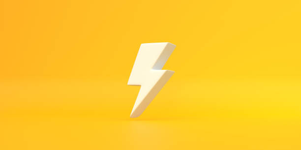 istock White Lightning bolt icon on yellow background 1413139939