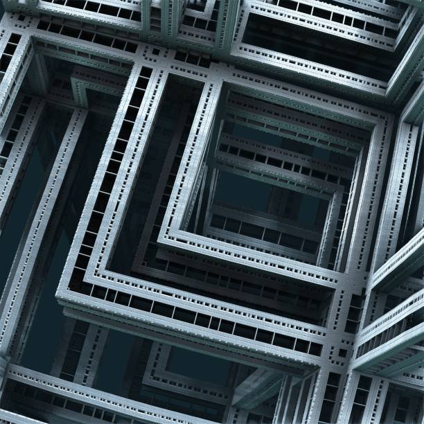 Simple iron new building contraction frame. Abstract 3d illustration