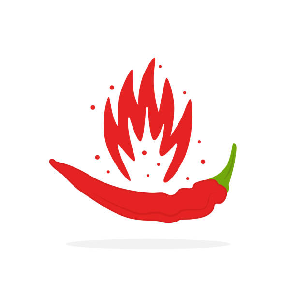 stockillustraties, clipart, cartoons en iconen met hot chilli peper icon with red flame - pepernoten