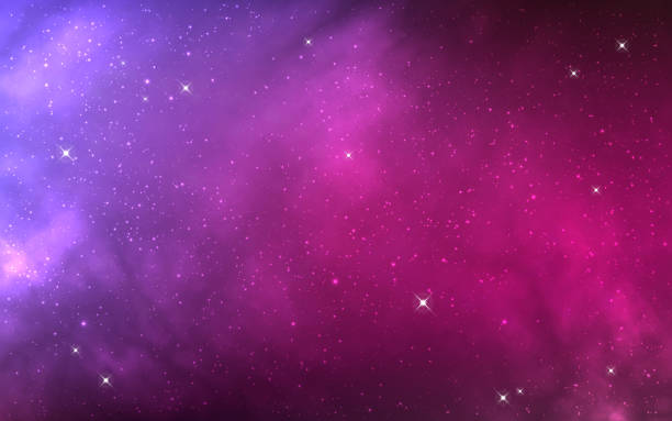 ilustraciones, imágenes clip art, dibujos animados e iconos de stock de color cosmos textura. fondo de pantalla púrpura mágico con estrellas. universo brillante y nebulosa brillante. fondo estrellado rosa. efecto de polvo de estrellas infinito. ilustración vectorial - pink backgrounds glitter shiny