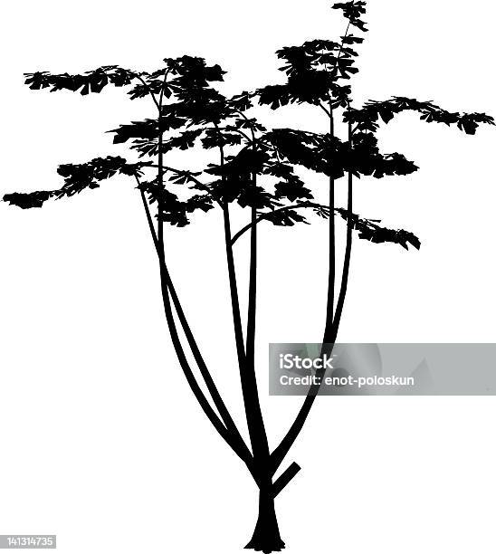 Fantastic Tree Silhouette Stock Illustration - Download Image Now - Back Lit, Bizarre, Black And White