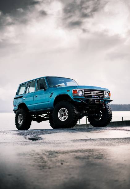 Auburn, WA, USA July 20, 2020 Toyota FJ 60 parked next to a lake