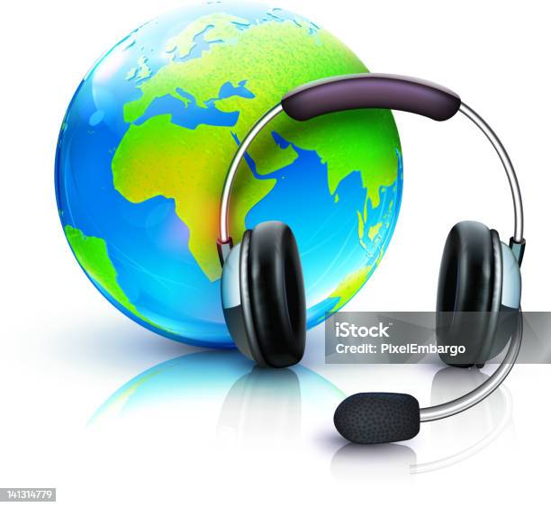 Globalne Wsparcie Online Koncepcja - Stockowe grafiki wektorowe i więcej obrazów Słuchawki - Słuchawki, Zestaw głośnomówiący, Biznes