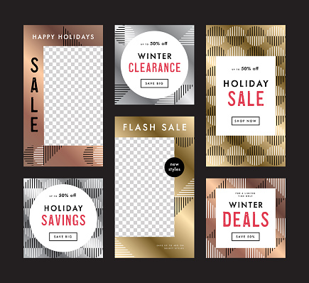 Holiday sale promo template set—sized for social media