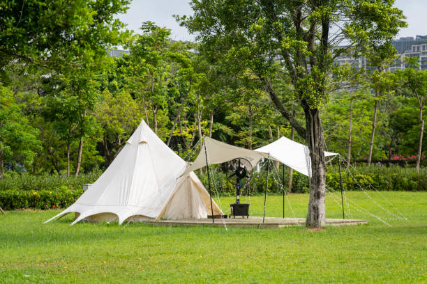 istock Camping tents on the park lawn 1413151127