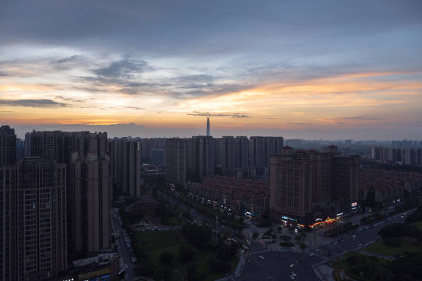 istock Modern city at dusk 1413157178