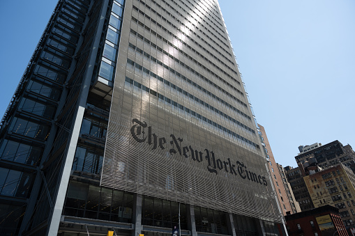 New York, NY, USA - June 6, 2022: The New York Times Building.