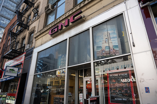 New York, NY, USA - June 9, 2022: A GNC store.