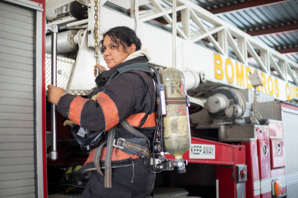 istock female firefighter at the station 1413161068