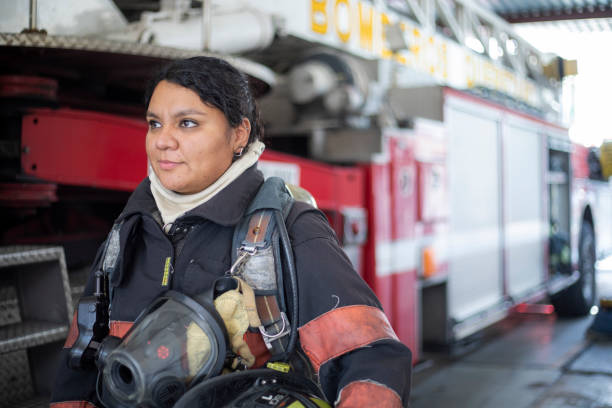istock female firefighter at the station 1413161070