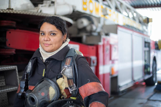 istock female firefighter at the station 1413161073