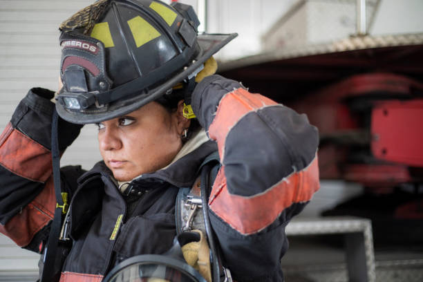 istock female firefighter at the station 1413161076