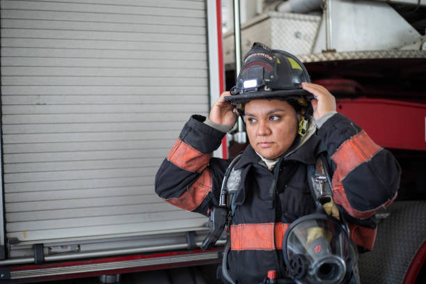 istock female firefighter at the station 1413161082