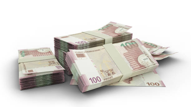 istock 3D Stack of Azerbaijani manat notes isolated on white background 1413162948
