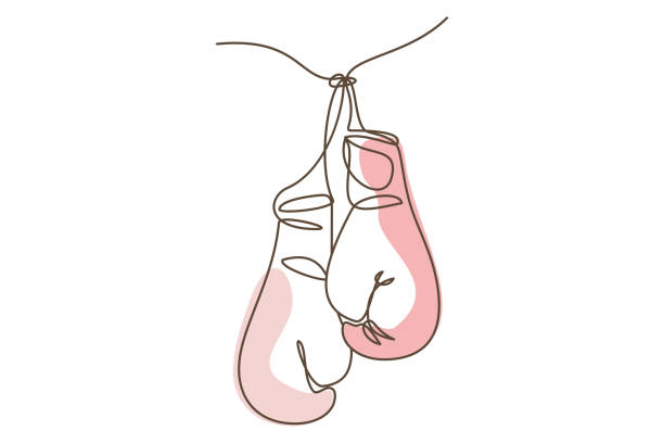 illustrations, cliparts, dessins animés et icônes de illustration de gants de boxe avec design de style de ligne - boxing womens