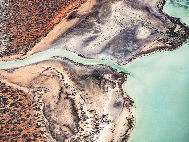 istock Aerial view of water and sand patterns 1413164829