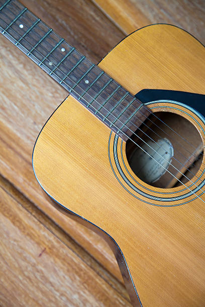 istock The guitar on wood background 141316552