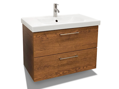 Bathroom vanity cabinet with clipping path on white background