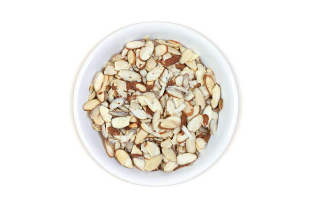 istock Sliced Almonds with White Background and Clipping Path 1413168204