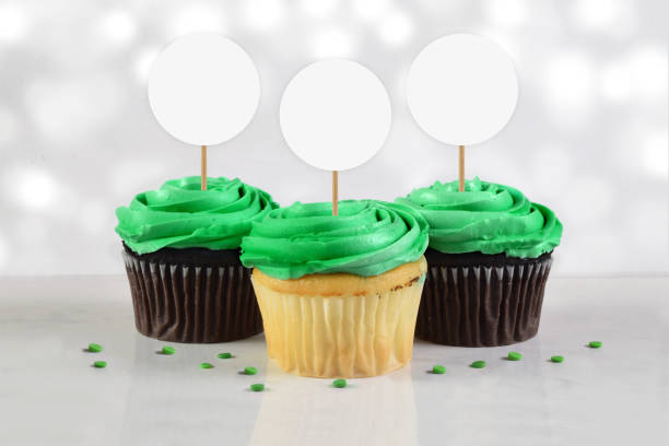 istock Green Cupcake Topper Mockup for St. Patrick's Day 1413168905