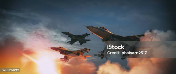 The Fighter Jets Are Taking Off For An Attack Stock Photo - Download Image Now - Fighter Plane, Military, Aerospace Industry