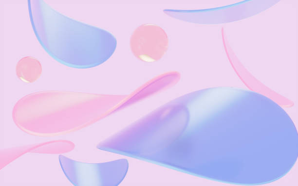 istock Abstract circular glass and curves with pink background, 3d rendering. 1413176815