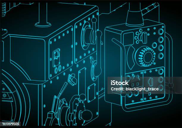 Mill Operator Module Milling Machine Control Module Closeup Stock Illustration - Download ...