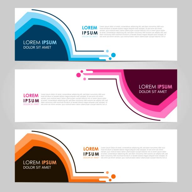 Abstract corporate horizontal set 3 web banner template Business Vector abstract banner design template. Collection of web banner template. Abstract geometric web design banner template. can used for header, footer, layout, letterhed, landing page header footer template stock illustrations