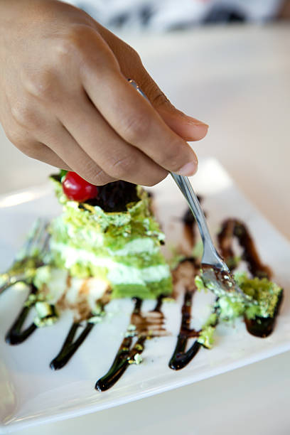 istock Greentea cake  for eating with coffee in breaking time 141318935
