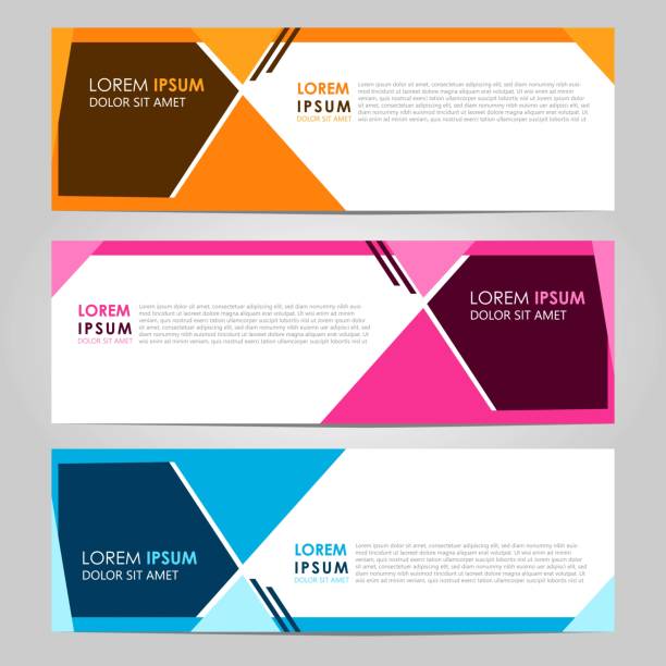Abstract corporate horizontal set 3 web banner template Business Vector abstract banner design template. Collection of web banner template. Abstract geometric web design banner template. can used for header, footer, layout, letterhed, landing page header footer template stock illustrations