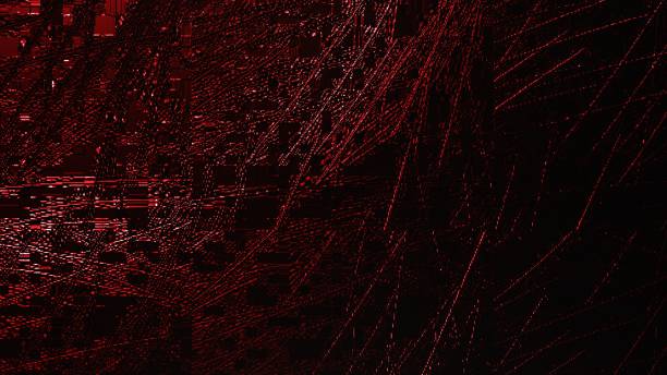 istock Wall texture with scratches and red lines on black background. 1413190272