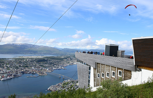 A famous view from the top of fjellheisen cable car station, Tromso.