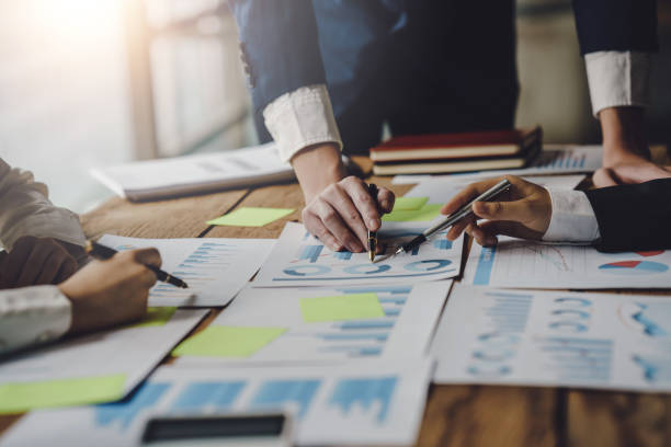 istock Business team meeting and presenting business results discussion and analysis data chart and graph, finance and accounting. Business performance concept. 1413194358