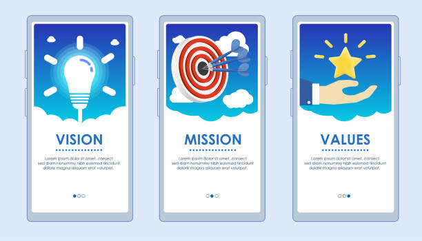 vision mission values screen app - 月結單 插圖 幅插畫檔、美工圖案、卡通及圖標