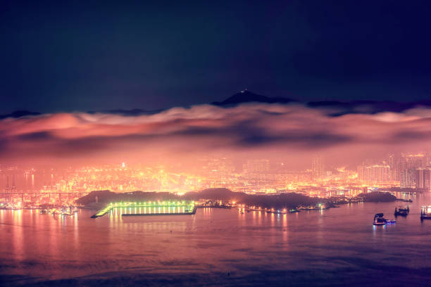 A thick advective fog enveloped Kowloon at night