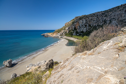 Preveli Beach off Libyan Sea in Crete, Greece