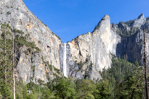 bridal veil waterfall in Yosemite valley, USA