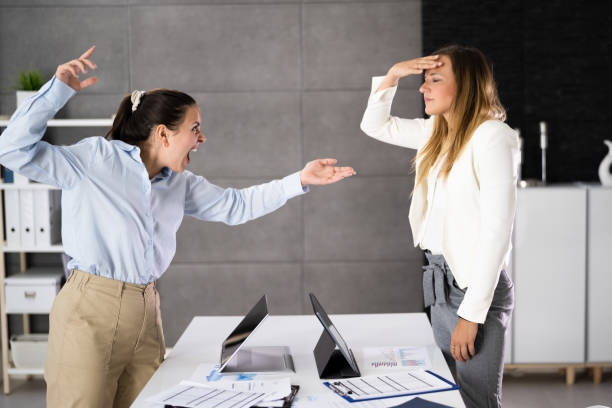 istock Office Quarrel. Worker Women Fighting Each 1413202439