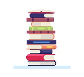 istock Pile of book. University or school library objects for learning, reading. Stack of colorful textbooks with hardcover 1413203086