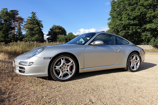 Chorleywood, Hertfordshire, England, UK - August 5th 2022: Silver Porsche 911 Carrera S