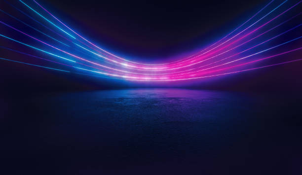 istock Bent colourful light streams in dark representing energy flow 1413205706
