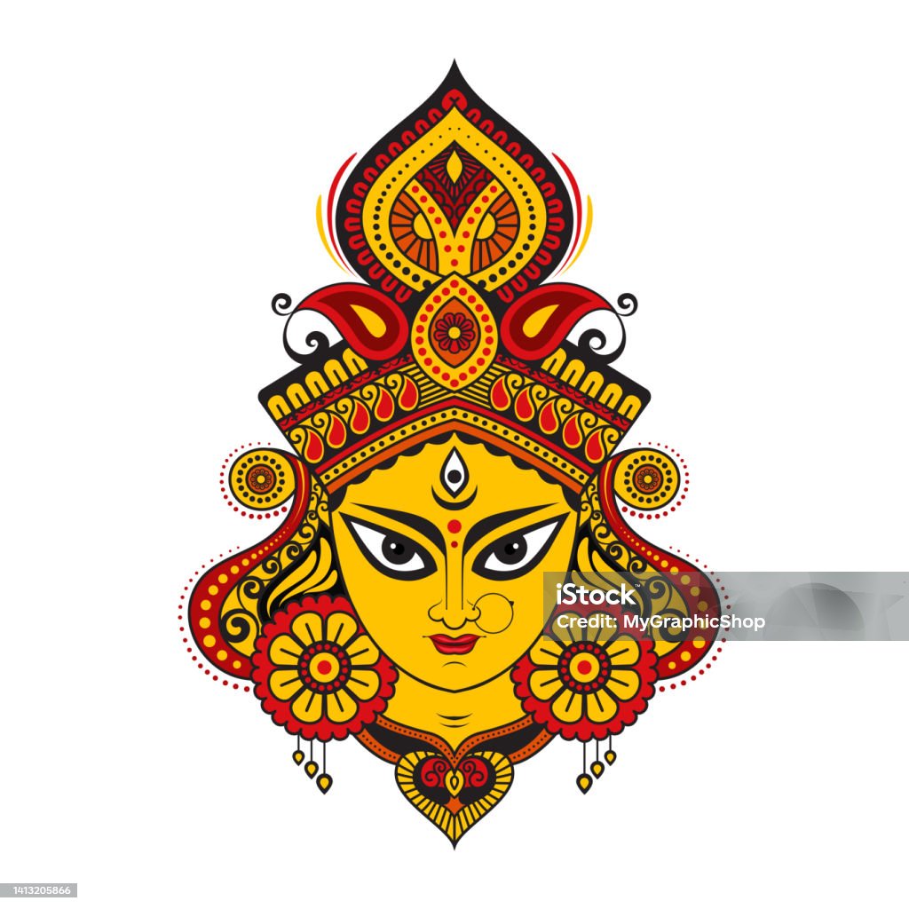 Goddess Durga Face Illustration Stock Illustration - Download ...